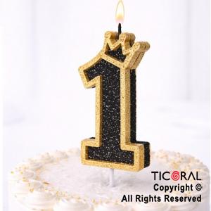 VELA NUMERO CORPOREO CON GIBRE ORO N.1 x 1